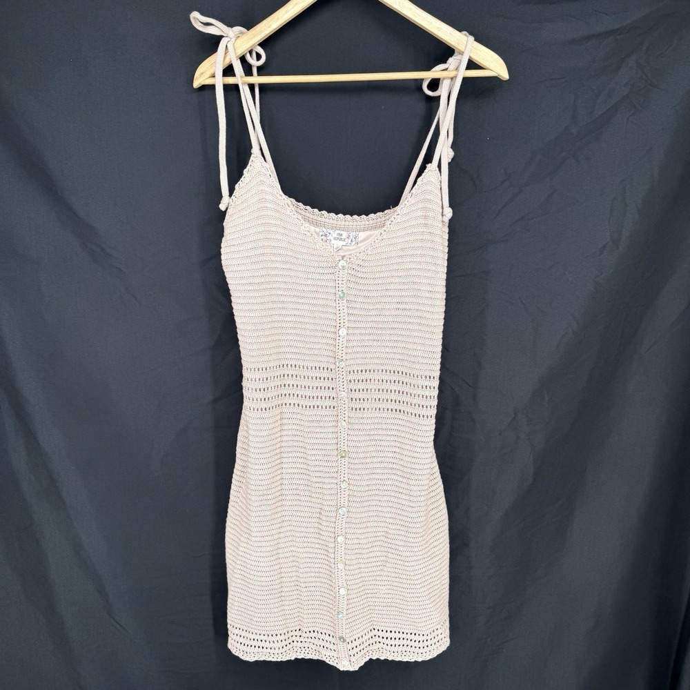 Coastal Boho Chic Crochet Dress L Country Cowgirl Cottage Summer Vacation Mini